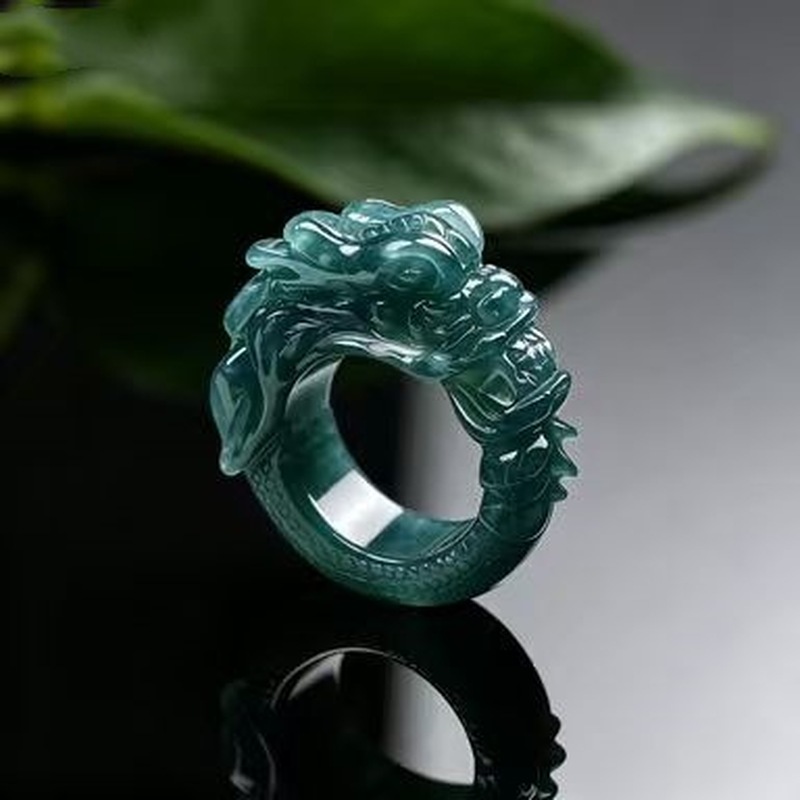 Rings - 최상급 자수정으로 만든 푸른색 물결무늬가 새겨진