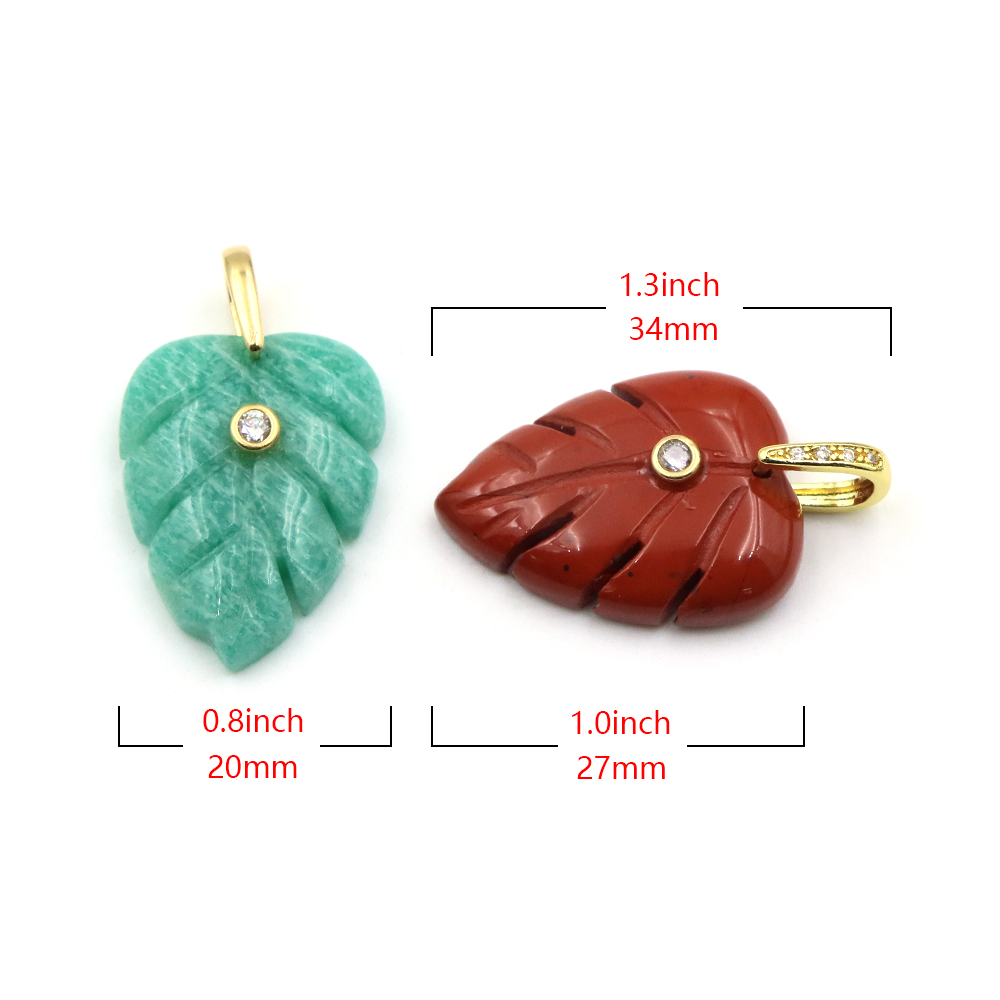 트렌디한 나뭇잎 천연 보석 참 펜던트 아마조나이트 로즈 - Crystal Pendant Necklace Natural Stone 리뷰 및 가격