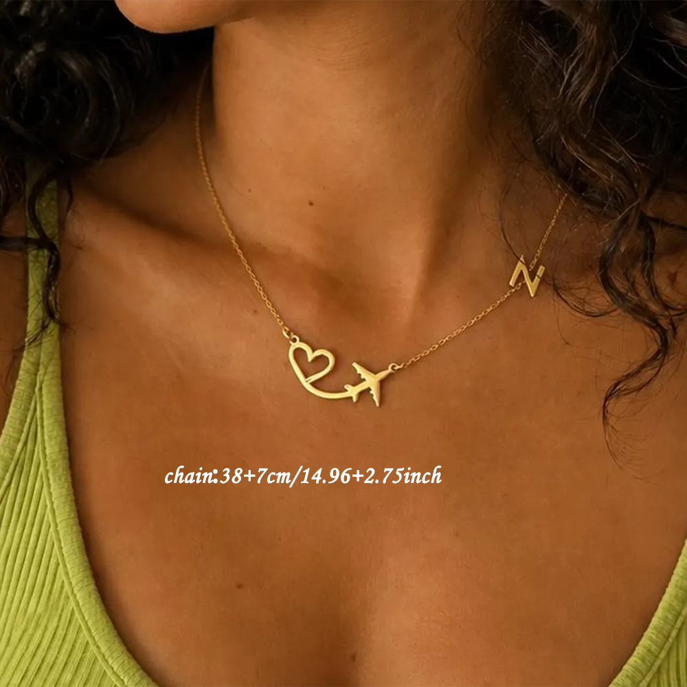 여성을위한 맞춤형 하트 비행기 이니셜 펜던트 목걸이 맞 - Custom Name Necklace Stainless Steel 리뷰 및 가격