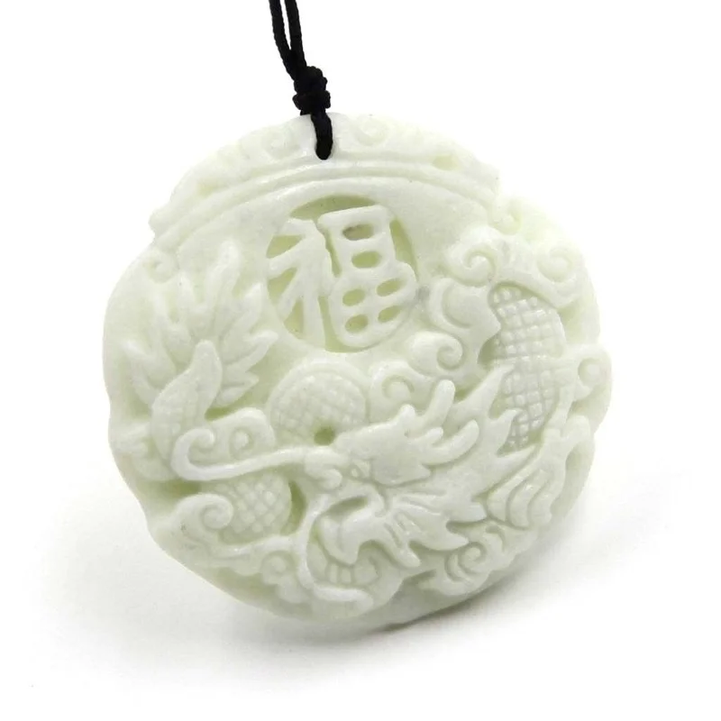 내추럴 화이트 옥 드래곤 피닉스 펜던트 목걸이, 매력적 - Necklaces 리뷰 및 가격