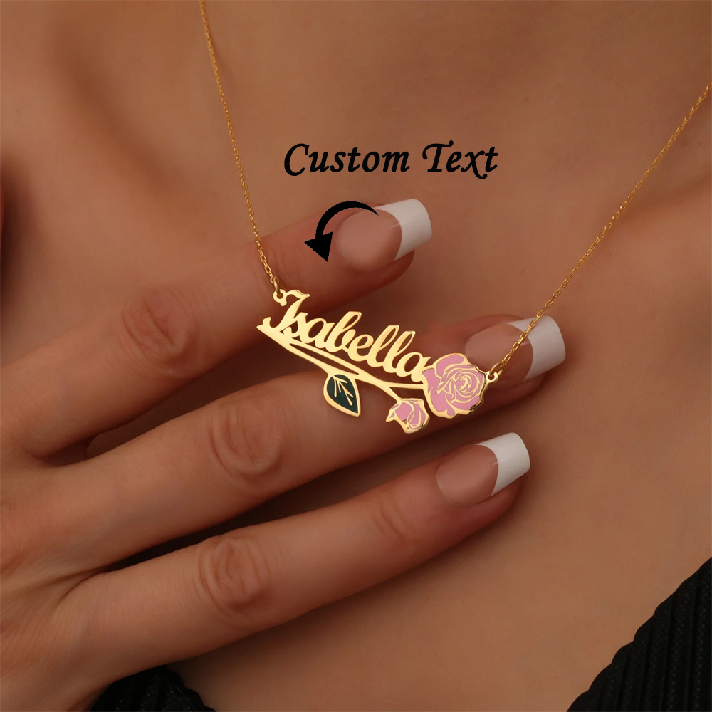 여성을위한 맞춤형 다채로운 생일 꽃 이름 목걸이 맞춤형 - Custom Name Necklace Stainless Steel 리뷰 및 가격