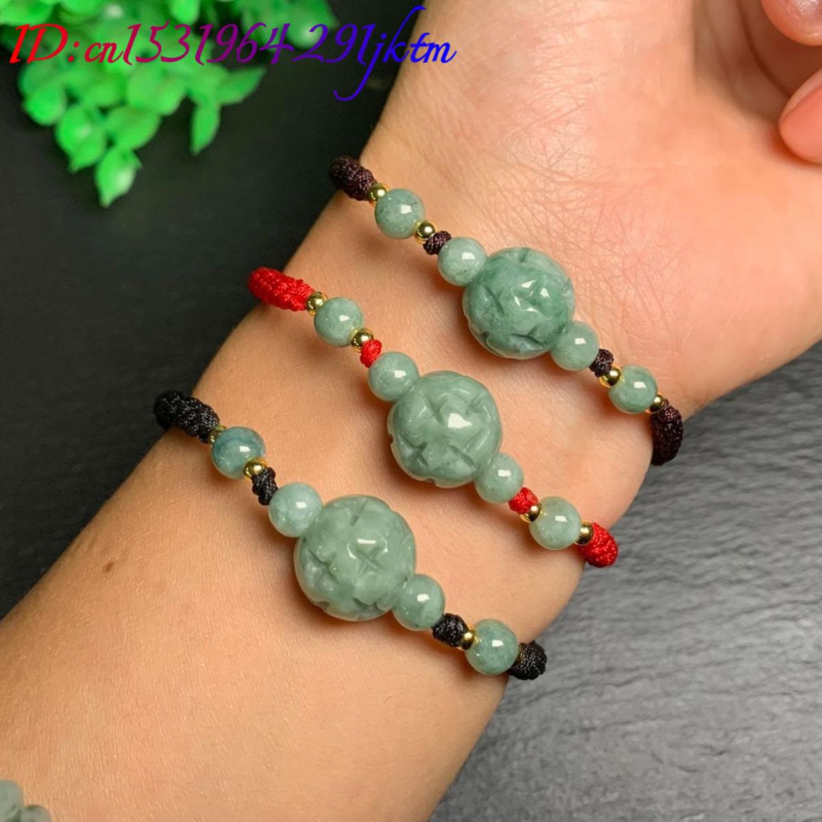 미얀마 경옥 조각 비드 팔찌 천연 버마 옥 진짜 보석  - Bracelets 리뷰 및 가격