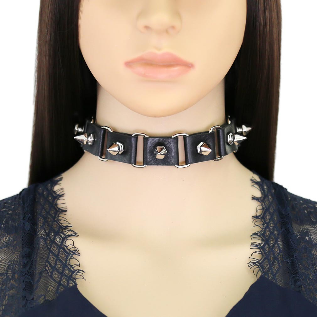 블랙 가죽 하트 초커 칼라 목걸이 펑크 록 케이팝 고스 - Goth Punk Spike Choker 리뷰 및 가격