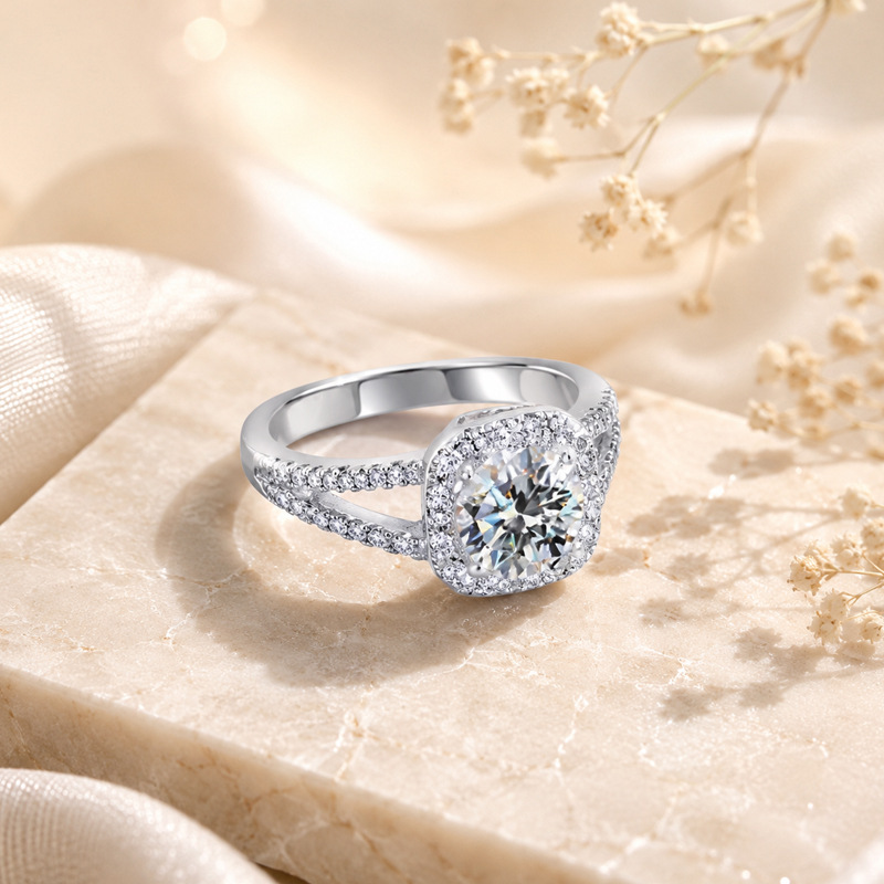 인기 상품: 100% S925 순은 소재의 눈부신 광채 - Moissanite Engagement Ring 1 Carat 리뷰 및 가격