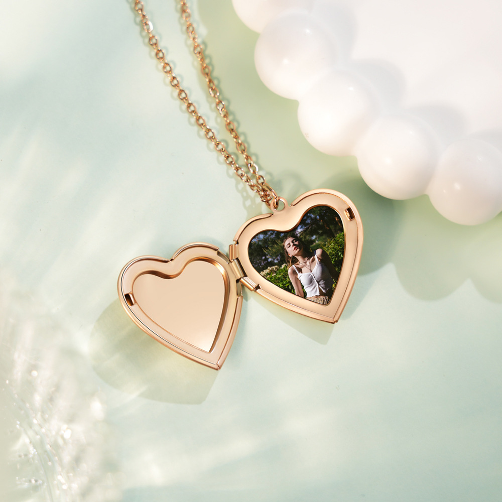 여성용 실버 컬러 러브 하트 사진 액자 펜던트 목걸이, - Heart Locket Necklace Photo 리뷰 및 가격