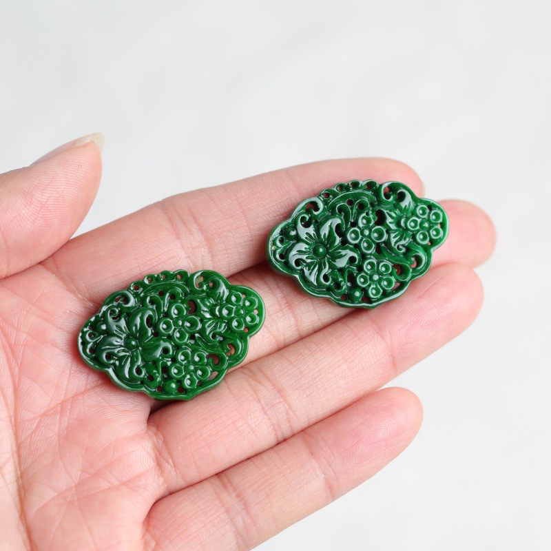 2pc 천연 옥 드라이 시안 양면 중공 조각 액세서리  - Earrings 리뷰 및 가격