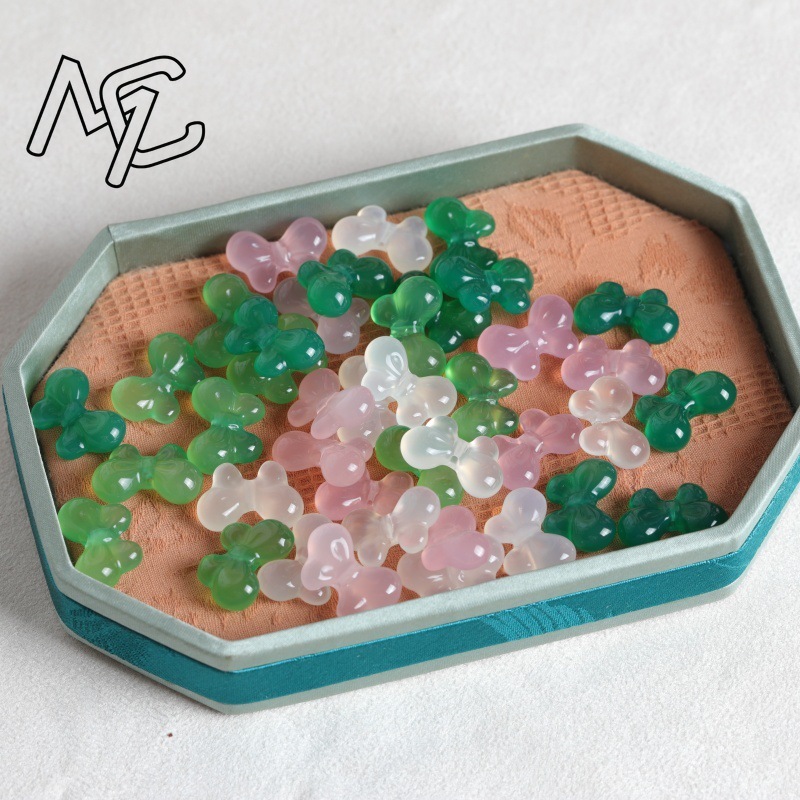 2PC 천연 옥수 양면 나비 넥타이 DIY 펜던트 비드 - Earrings 리뷰 및 가격