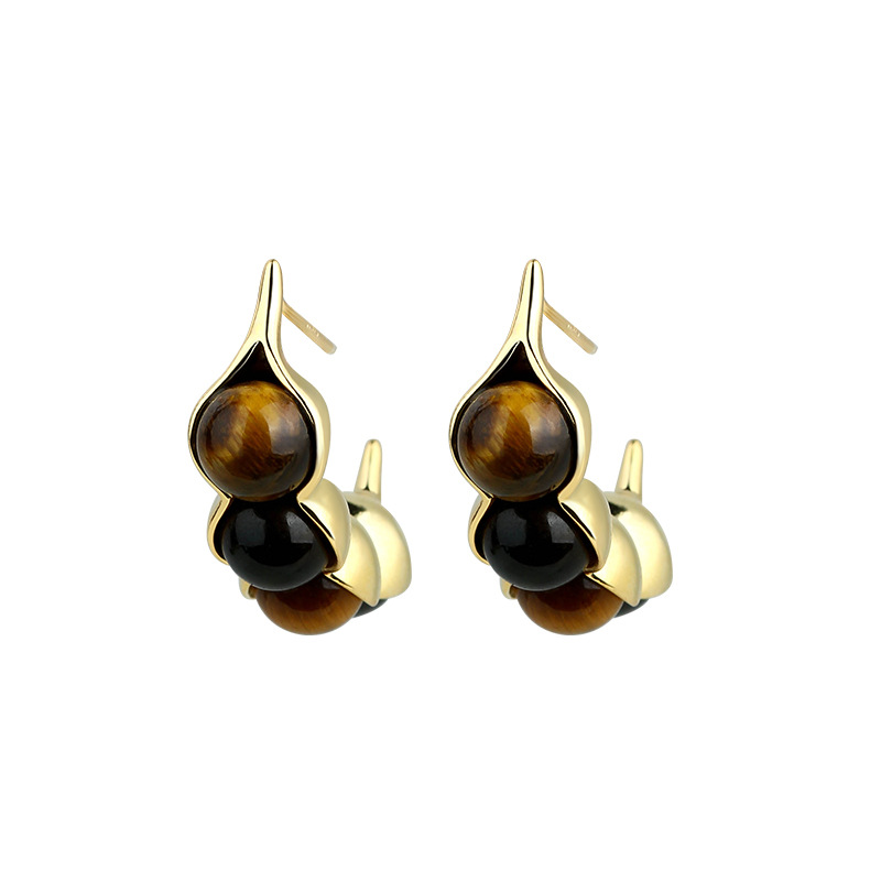 타이거 아이 포드 귀걸이 보석 진짜 보석 디자이너 귀  - Earrings 리뷰 및 가격