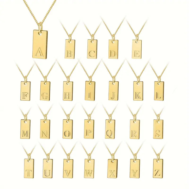 작은 사각형 26 초기 문자 태그 펜던트 목걸이 여성을 - Initial Letter Necklace 18K Gold 리뷰 및 가격