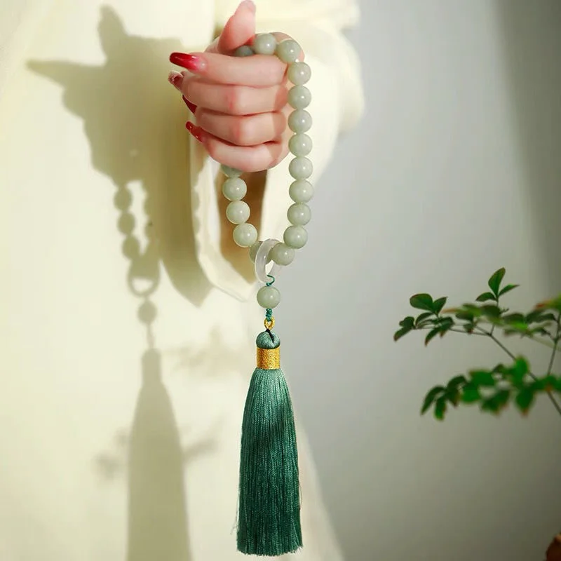 녹색 옥 스톤 비즈 태슬 팔찌 목걸이, 티베트 불교 말 - Bracelets 리뷰 및 가격